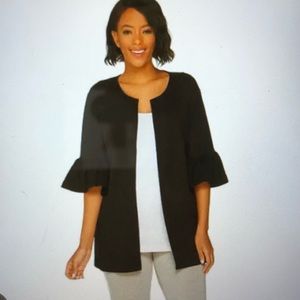 Anybody Womens XL Cardigan Black Cozy Knit French Terry Pockets